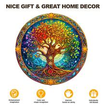 1PC Chakra Tree Of Life Wooden Asymmetric Puzzle, Animal-Shaped 2D Jigsaw Toy For Kids And Adults. Educational Game, Great Gift For Party, Holiday, Christmas And Birthday. Unique Magical Desktop Decor & Creative Wooden Puzzle Present - Multicolor - View 6