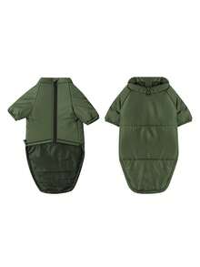 1 buah Pakaian Anjing Tebal Hangat Musim Dingin, Jaket Musim Dingin untuk Anjing, Pakaian Dua Kaki Cocok untuk Anjing Sedang dan Besar, Pakaian Natal Hewan Peliharaan - Dark Green - View 4