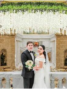 12pcs 110cm Artificial Wisteria Vine Branches With Silk Flowers, White Artificial Wisteria Flowers/Plants, White Room Decor, Fake Hanging Floral, Suitable For Home, Garden, Outdoor Ceremony, Wedding Arch Floral Decor, Spring, Summer, Tabletop Garden Decoration