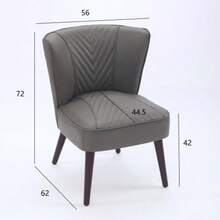 Grey Genuine Leather Living Room Lounge Chair Without Armrests – Solid Rubberwood Base, Modern Comfort Chair - 灰色 - 查看 9