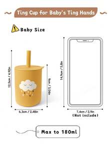 1 chiếc cốc uống nước mini bằng silicon 180ml/6oz có ống hút dành cho trẻ mới biết đi, cốc tập uống tiện dụng cho trẻ mới bắt đầu. - Màu vàng - Xem 4