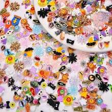 100Pcs Halloween Nail Charms And Gems Resin Black Bat Nail Rhinestones Horror Halloween Bats Nail Jewelry Flat Back Holiday Nail Art Charms For Women Party Nail Decorations - 多色-3 - 查看 4