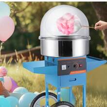 Máquina eléctrica para hacer algodón de azúcar con carrito, 1000 W, comercial, con tapa, recipiente de acero inoxidable, cuchara para azúcar y cajón, perfecta para el hogar, cumpleaños de niños, fiestas familiares, color azul - Azul - Ver 8