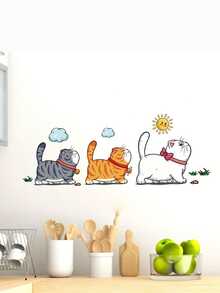 1 pieza Adhesivo de pared de gato de PVC removible y resistente al agua, adecuado para decoración del hogar y la habitación - Multicolor - Ver 6