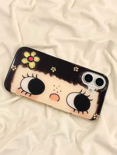1pc Cute Cartoon Big Eye Pattern Personalized Phone Case, Adorable Fashionable Lolita Style Protective Cover, Suitable For IPhone17/IPhone17 ProMax/IPhone16 Pro Max/IPhone15 Pro/IPhone14/IPhone13/12/11, Ideal Christmas Gift For Family/Friends/Sisters/Girlfriend