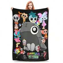 Sprunki Game Theme Blanket - Ultra Soft Polyester Flannel, Rainbow Gradient Color With Sprunki Character Design, All-Season Sofa Bed Cover, Suitable For Gamer Birthday/Anniversary/Holiday Gift - Living Room, Bedroom Decoration, Durable Construction, Fun D - 多色 9 - 查看 11