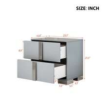 MERAX Elegant Nightstand With Metal Foot, Mirrored Bedside Table With 2 Drawers For Bedroom, Living Room, Gray - Xám - Xem 3
