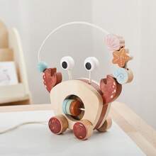 5-In-1 Wooden Push & Pull Toy Car With Beads For Toddlers, Colorful Crab-Shaped Standing Design, Multi-Functional Play, Sensory Stimulation, All-In-One Educational Toy, Great For Christmas, Halloween, Birthday Gifts - Multicolor - View 4