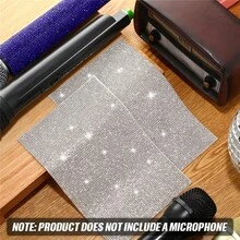 1pc Self-Adhesive Rhinestone Microphone Cover, Pink Microphone Shell Decor Cover, Glitter Rhinestone Sticker, Wireless Microphone Handle Cover, Mini Personalized Microphone Decor Cover, DIY Vanity Craft, Suitable For Room Decor, IPad Rhinestone Sticker, Stage, Party, Podcast Equipment Decor, Home Decor - Multicolor - View 6