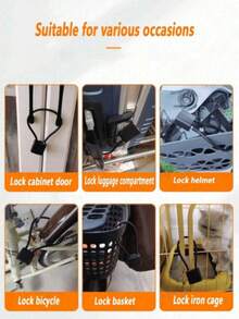 1pc Soft Steel Wire Rope Electric Bike Long Padlock, Suitable For Dormitory, Warehouse, Iron Gate, Gym, Locker, Suitcase, Toolbox, Anti-Theft Drawer Lock Hardware, Rust-Proof Waterproof Padlock - Multicolor - View 4