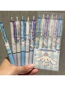 6pcs Cute Cartoon Design Neutral Ink Ballpoint Pen, 0.5mm Smooth Writing Quick Drying Retractable Pen, Kawaii Student-Style Office School Supplies, Perfect Christmas Gift