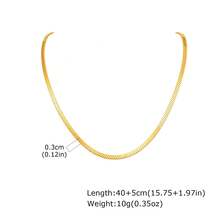 Collar de cadena plana de serpiente de acero inoxidable para mujeres, cadena de cuchillo dorada, cadena de hueso de serpiente, gargantilla - Oro 3,0 mm x 28 cm + 8,5 cm - Ver 3