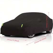 210T Car Cover With Reflective Strips, High-Quality Anti-Scratch Material, Waterproof, Snow-Proof, Dust-Proof, Easy Installation, Provides All-Weather Protection For Your Beloved Vehicle - Black - View 4