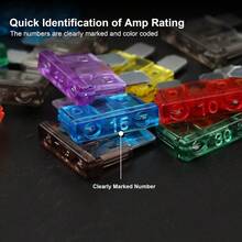 180pcs Automotive Fuse Assortment Kit | 60pcs Mini Fuses + 60pcs Standard Fuses + 60pcs Micro Blade Fuses + 1pc Fuse Puller - Total 11 Sizes: 2A, 3A, 5A, 7.5A, 10A, 15A, 20A, 25A, 30A, 35A, 40A - Multicolor - View 8