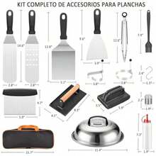 ABUDA 33 Piezas de Utensilios para Barbacoa Accesorios de Acero Inoxidable para Barbacoa y Caja de Almacenamiento Ideales para Barbacoas al Aire Libre. - como en la foto - Ver 7