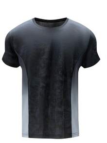 1pc Plus Size Men's Colorblock Quick-Dry T-Shirt, Suitable For Outdoor Running And Fitness, Fit For Tall Men, Summer - Grey - View 4