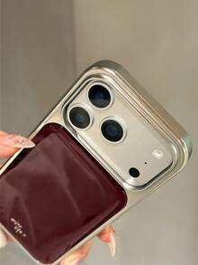 Ốp điện thoại sang trọng phong cách retro màu đỏ tía viền bạc epoxy, tương thích với iPhone 17 Pro Max 17 Pro 17 17Air 16 Pro Max 16 Pro 15Pro 15 Pro Max 14 Pro 13 Pro Max 13 Pro 16 15 14 13 Chống rơi, chống sốc - Rượu vang đỏ - Xem 6