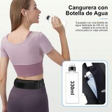 HONGHCL Cangurera para Correr con Botella de Agua 330ml - 2 Tallas Ajustables Cangurera Deportiva, Impermeable Ri?onera para Correr, Gimnasio, Senderismo, M\/L(Cintura 80-110cm) - MLCintura 80110cm - Ver 4