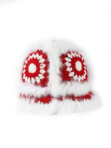 1pc Women's Fashionable Knitted Hat, Fluffy Tiger Head Bucket Hat, Cute & Flattering For Winter - Plush Knitted Hat - View 14