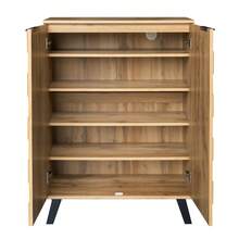 Modern 5-Compartment Shoe Cabinet/Sideboard – Dimensions 80.5 X 35 X 109.5 Cm, Adjustable Shelves - Wood Color + Particleboard - View 6