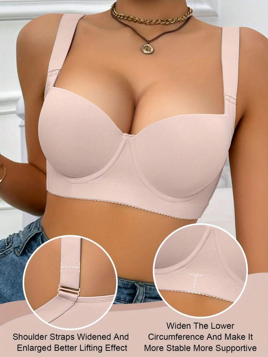 Hersunei Peach Girl 女士钢圈加厚聚拢文胸 - 提升胸型，侧向支撑，性感舒适，时尚百搭，适合度假和日常穿着