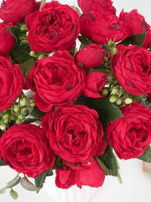 1pc Artificial Peony Flower Head, Silk Rose, Simulated Tea Rose, Suitable For Home Decor, Living Room Decor, Wedding Decor, Party Decor, Garden Decor, As Well As Valentine's Day, Birthday, Engagement, Graduation Gifts. Gifts For Women, Home Decor, Bedroom Decor.