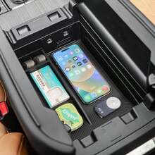 smabee - Organizador de consola central para  CX-90 CX90 CX-70 CX70 CX70 2025, caja de almacenamiento para reposabrazos de coche, accesorios TPE, interior negro - / - Ver 2