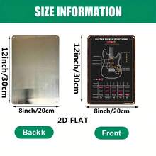 1 Piece Vintage Guitar Electronic Chart Poster - Guitar Pickup Position, Strat, Volume/Tone Control - Music Studio, Living Room, Bar Decoration - Musician's Birthday/Christmas/Housewarming Gift - Waterproof Metal Sign - /Pop/Band Decoration - 2D Flat Aluminum Sign, Designed With Marked Bridge, Neck, Volume Knob, And Pickguard - Ideal Choice For Guitar Enthusiasts, 2D Flat, Perfect For Room Decoration - 混合 - 查看 3