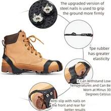 1pc Outdoor Ice Cleats Mountaineering Travel Fishing Snow Anti-Slip Shoe Covers, Stainless Steel 10-Tooth Ice & Snow Spikes, Silicone Lightweight Ice Traction Shoe/Boot Covers