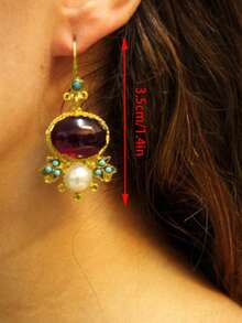 2pcs Vintage Faux Pearl & Rhinestone Dangle Earrings, Suitable For Party, Daily Wear, Gatherings, 2026 New Jewelry For Women - Multicolor - View 4