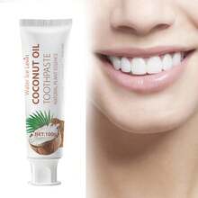 椰子油牙膏，超级美白，温和深层清洁，基础清洁效果，蕴含天然植物萃取物和椰子油，持久清新口气，居家口腔护理 - 白色 - 查看 2