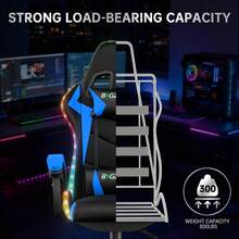 GartistGo Ergonomic Gaming Chair With LED Lighting Effects, Height-Adjustable Backrest, With Lumbar Support And Headrest - Blue - View 6