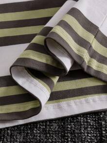 男童休闲条纹长袖Polo衫 - 橄欖綠 - 查看 5