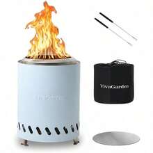 Chimenea de mesa sin humo portatil para camping patio y patio trasero estufa de bajo humo con bolsa de transporte tenedores y alfombrilla alimentado por pellets o madera azul cielo - rosa - Ver 7