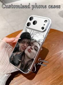 1 buah Casing Ponsel Kaca Tempered Mewah dengan Jendela Pandang Lebar yang Dapat Disesuaikan untuk Pasangan/Teman/Hewan Peliharaan, Pelindung Lensa Matte Anti-Jatuh, Kompatibel dengan iPhone 17/17Pro/17ProMax/17Air/16/16Pro/16ProMax/16Plus/15/15Plus/15Pro/15ProMax/14/14Plus/14Pro/14ProMax/13/13Pro/13ProMax/12/11, Aksesoris Ponsel, Pelindung Kelas Atas Cakupan Penuh, Casing Ponsel Lucu - Perak - View 3