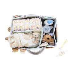 New Striped Multi-Function Diaper Bag, Large Capacity Lightweight Handbag - Grey Stripes - View 2