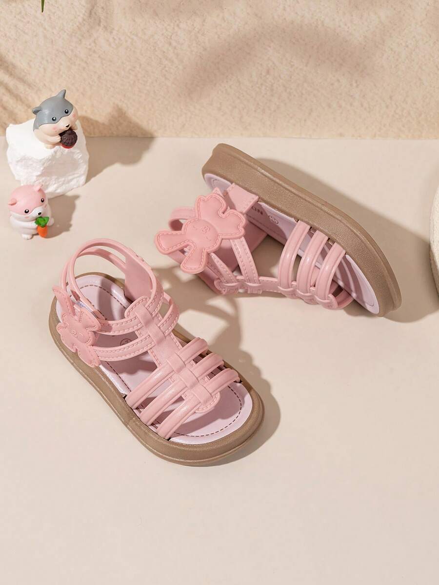 女童罗马凉鞋，2025夏季新款时尚公主鞋，幼儿/小童/大童闭趾款 - 粉色 - 查看 1
