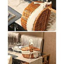 GOTOTOP Cesta de Picnic Mimbre Hecha a Mano Tela Floral de Encaje Organizador para Encimera de Cocina y el Dormitorio Cesta de Camping al Aire Libre 26X18X16cm - Comosemuestra - Ver 7