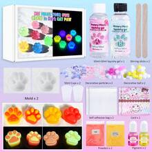 19pcs/Set Squishy Glow Cat Paw DlY Kit, DIY Jewelry Making, Soft Silicone Cat Paw Making Kit, Include Transparent 50ml:50ml DIY Silicone AB Resin Glue, Cat Paw Silicone Mold, Flocking, 2 Colors Luminous Powder, Tool, 1:1 By Volume Ideal For DIY - Multicolor - View 9