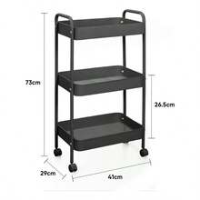 Carro Metálico Multifuncional de 3 Niveles - Carrito de Almacenamiento Giratorio 360° Minimalista, Material de acero de alta calidad, Fácil de Montar Adecuado para Cocina, Baño y Lavandería,Compatible con estilos de diseño interior contemporáneos. - Negro - Ver 5