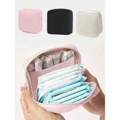 Bolsa de almacenamiento de toallas sanitarias de pana, bolsa con cremallera para almacenamiento de toallas sanitarias, bolsa de almacenamiento minimalista de gran capacidad, bolsa de almacenamiento de tampones, bolsa de almacenamiento de cosméticos portátil, bolsa de almacenamiento de accesorios y joyas, bolsa de almacenamiento de maquillaje, bolsa de almacenamiento de brochas de maquillaje mini, bolsa de cosméticos pequeña, embrague/bolso de mano pequeño portátil, monedero de mujer