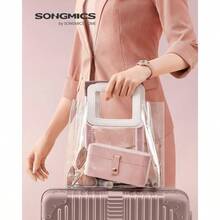 QY- SONGMICS Caja Joyero de 2 Niveles Caja de Joyas Pequeña 11 x 16 x 8 cm Portátil para Accesorios Grandes Idea de Regalo Rosa Jalea MJBC166R01 -3955 - Rosa Jalea - Ver 2