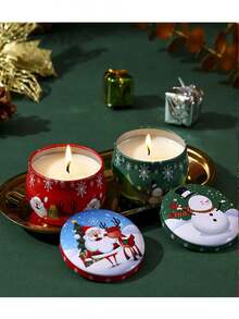 Christmas Themed Scented Candle Jar, Holiday Atmosphere Decorative Fragrance, Creative Gift Home Decor Christmas Decorations Room Decor, Christmas Gifts - Multicolor - View 5