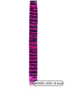 Synthetic Colored Hair Extensions, One-Piece Invisible Seamless Leopard Print Colored Ear-Hook Dyeing Long Straight Hair Highlights Striped Hair Extensions, Claw Clips, Hair Slide, Hair Barrettes, Accessories For Women - Multicolor - View 4