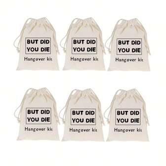 5pcs/Set "But Did You Die" Hangover Kit Drawstring Gift Bags, Fun Bachelorette Party Favor Bags, Bridal Shower Gifts