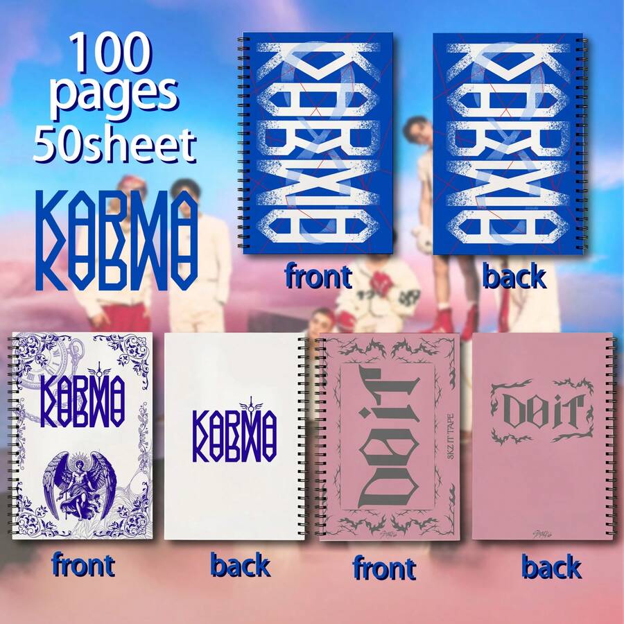 KPOP//SKZ “KAMBA”专辑商品 A5 螺旋笔记本，横格笔记本，KPOP 商品，笔记本，日记，50 页，送给朋友的礼物，珉豪，徐昌彬，黄，志成，金善宇，杨正仁 - 彩色 - 查看 1
