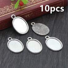 10个13x18毫米内径合金金属椭圆形吊坠凸面宝石空白底座镶嵌托盘DIY珠宝制作配件，适用于项链、耳环、手链 - 卡寶石底托 - 查看 34