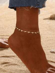 1条女士防水不锈钢心形脚链，18K镀金，抗氧化，浪漫情人节礼物，送给女朋友 - 金黃色 - 查看 3