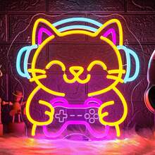 Cat Neon Sign, Cute Cat Series LED Light USB Powered Dimmable, 5V/2A, For Kitten Pet Lover, Ramen Shop, Cat Lover, Party, Gift For Her - 貓咪玩遊戲 - 查看 8