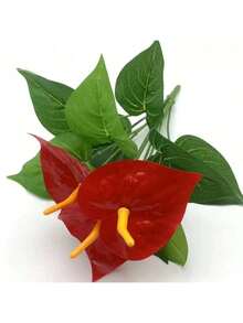 1pc Artificial Poinsettia Plant With Red Flowers And Green Leaves - Indoor/Outdoor Decor All Year Round, Suitable For Wedding, Garden, Home And Holidays - Pot Not Included, Holiday Accent, Decoration Plant, No Maintenance, Artificial Outdoor Floral - Multicolor - View 12